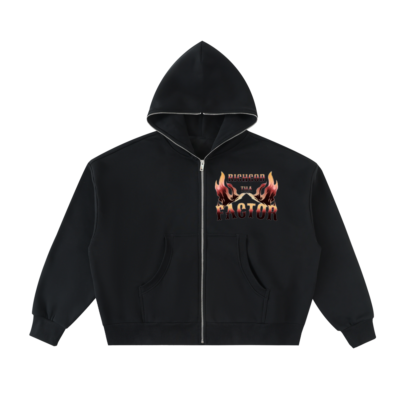 Fleeced Full-Zip Boxy Hoodie